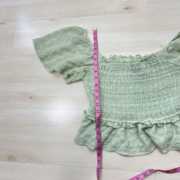 ASTR The Label Love Song Smock Blouse Women Large Mint Green Square Neck Lined - Picture 7 of 11